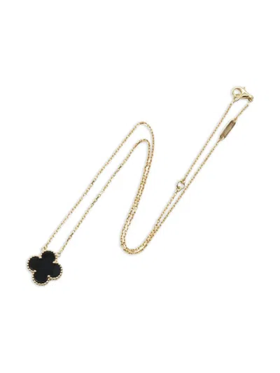 Pre-owned Van Cleef & Arpels 2010s 18k Yellow Gold Alhambra Onyx Necklace
