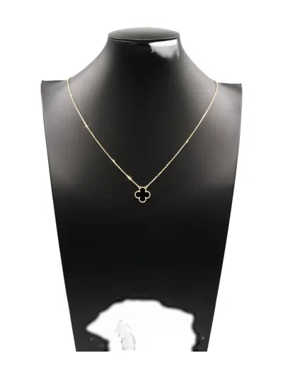 Pre-owned Van Cleef & Arpels 2010s 18k Yellow Gold Alhambra Onyx Necklace