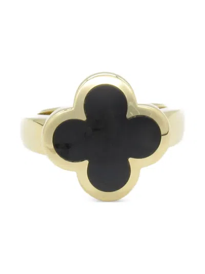 Pre-owned Van Cleef & Arpels 2010s 18k Yellow Gold Pure Alhambra Onyx Ring