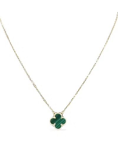 Pre-owned Van Cleef & Arpels 2010s 18k Yellow Gold Vintage Alhambra Malachite Necklace