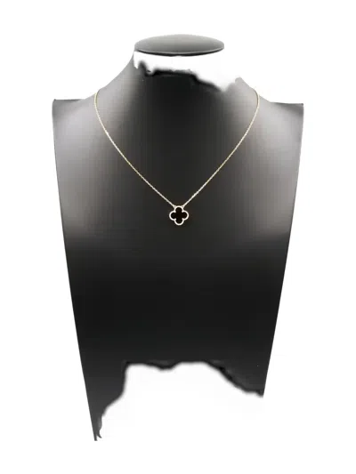 Pre-owned Van Cleef & Arpels 2010s 18k Yellow Gold Vintage Alhambra Onyx Necklace
