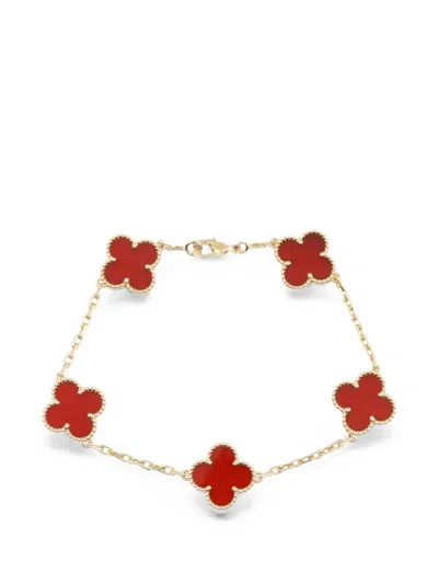 Pre-owned Van Cleef & Arpels 2010s Alhambra Carnelian Bracelet In Gold