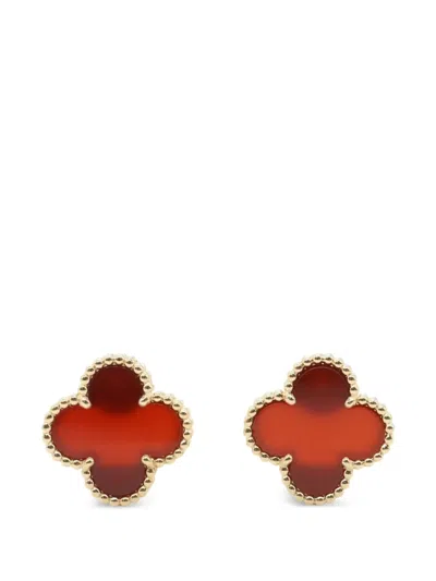 Pre-owned Van Cleef & Arpels 2010s Alhambra Carnelian Earrings In Gold