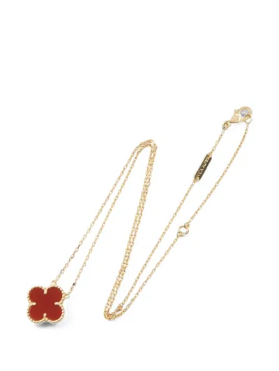 Pre-owned Van Cleef & Arpels 2010s Alhambra Carnelian Necklace In Gold