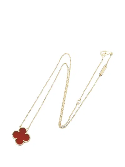 Pre-owned Van Cleef & Arpels 2010s Alhambra Carnelian Necklace In Gold