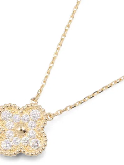 Pre-owned Van Cleef & Arpels 2010s Alhambra Diamond Necklace In Gold