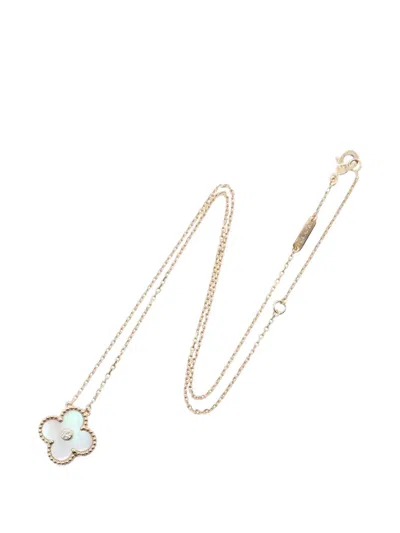 Pre-owned Van Cleef & Arpels 2010s Alhambra Diamond Necklace In Pink