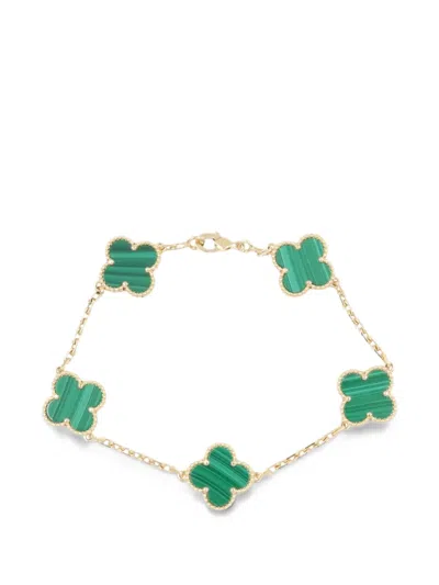 Pre-owned Van Cleef & Arpels 2010s Alhambra Malachite Bracelet In Gold