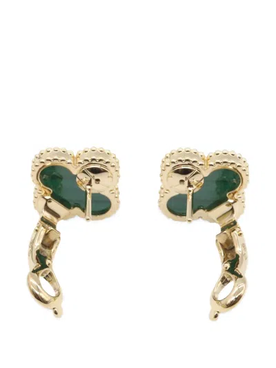 Pre-owned Van Cleef & Arpels 2010s Alhambra Malachite Earrings In Gold