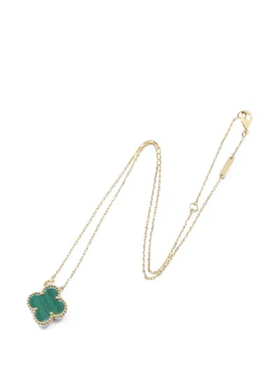Pre-owned Van Cleef & Arpels 2010s Alhambra Malachite Necklace In Gold