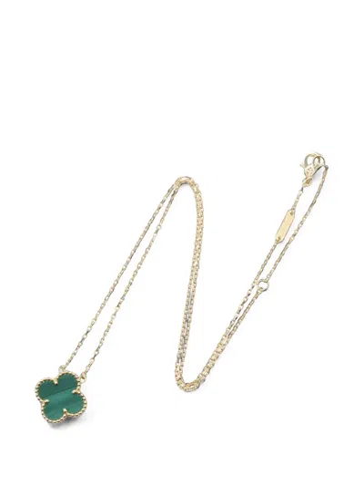 Pre-owned Van Cleef & Arpels 2010s Alhambra Malachite Necklace In Gold