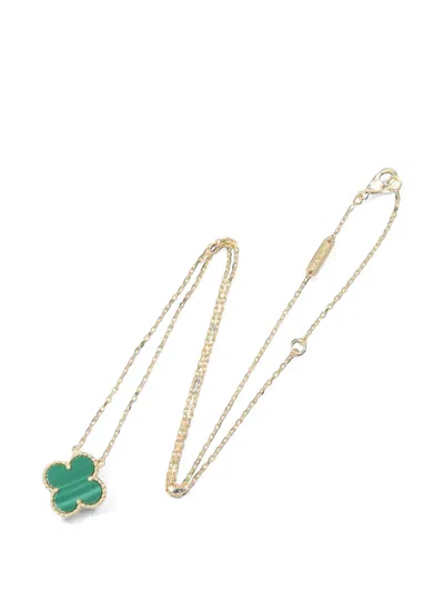 Pre-owned Van Cleef & Arpels 2010s Alhambra Malachite Necklace In Gold