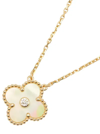 Pre-owned Van Cleef & Arpels 2010s Alhambra Mother Of Pearl Necklace In Gold
