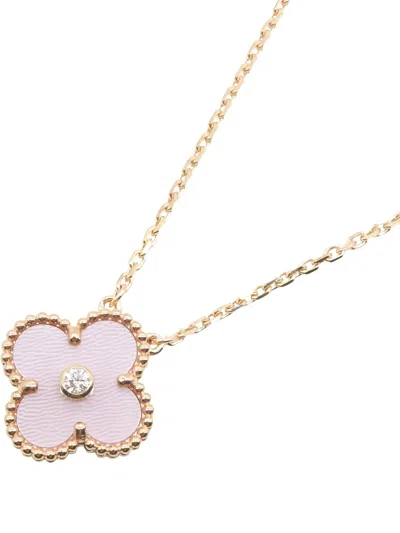 Pre-owned Van Cleef & Arpels 2010s Alhambra Mother-of-pearl And Diamond Necklace In Pink