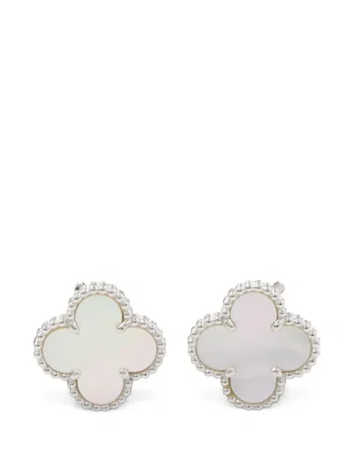 Pre-owned Van Cleef & Arpels 2010s Alhambra Mother-of-pearl Earrings In Silver