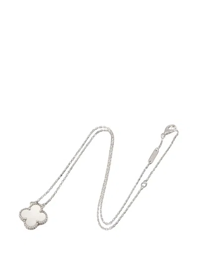 Pre-owned Van Cleef & Arpels 2010s Alhambra Mother-of-pearl Necklace In Silver