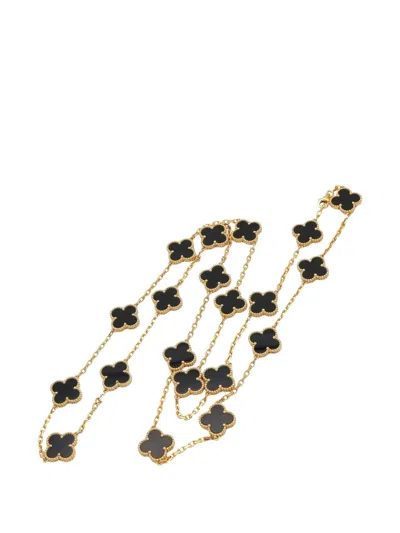 Pre-owned Van Cleef & Arpels 2010s Alhambra Onyx Necklace In Gold