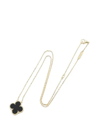 Pre-owned Van Cleef & Arpels 2010s Alhambra Onyx Necklace In Gold