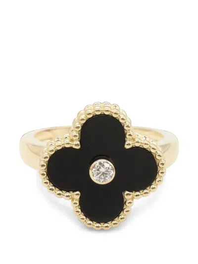 Pre-owned Van Cleef & Arpels 2010s Alhambra Onyx Ring In Gold
