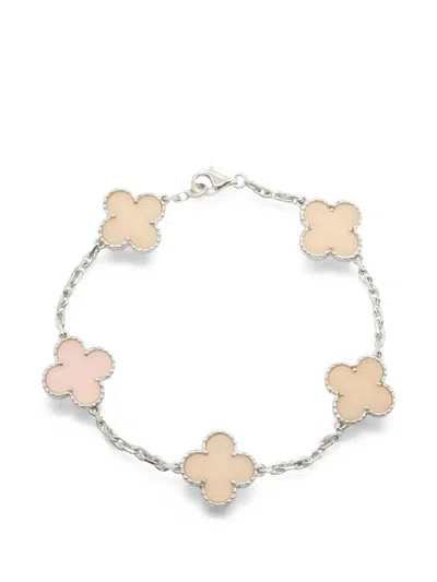 Pre-owned Van Cleef & Arpels 2010s Alhambra Pink-opal Bracelet In Silver