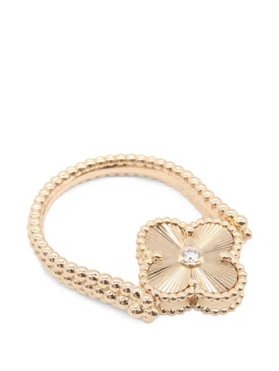 Pre-owned Van Cleef & Arpels 2010s Alhambra Reversible Diamond Ring In Gold
