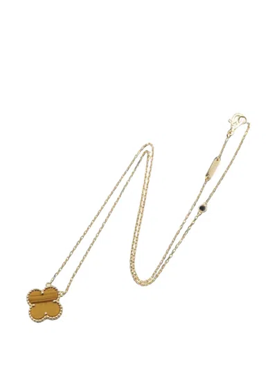 Pre-owned Van Cleef & Arpels 2010s Alhambra Tiger's Eye Necklace In Gold