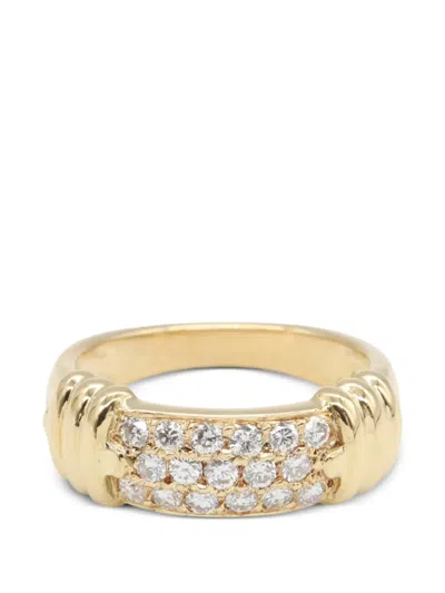 Pre-owned Van Cleef & Arpels 2010s Diamond Ribbed Ring In Gold