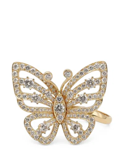 Pre-owned Van Cleef & Arpels 2010s Flying Butterfly Diamond Ring In Gold