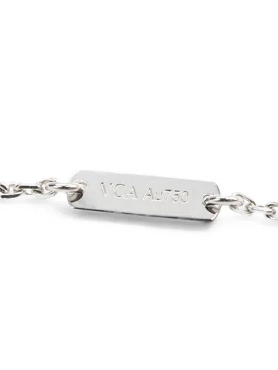 Pre-owned Van Cleef & Arpels 2010s Lotus Diamond Necklace In Silver