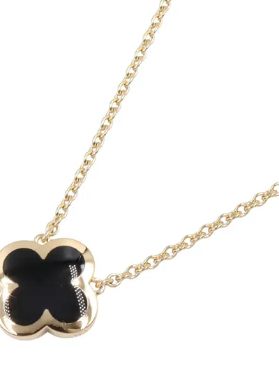 Pre-owned Van Cleef & Arpels 2010s Onyx Pure Alhambra Necklace In Gold