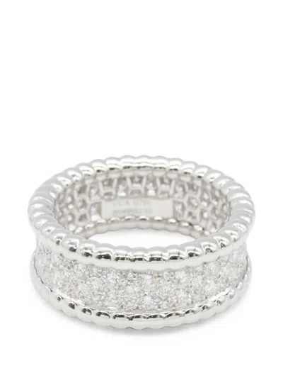 Pre-owned Van Cleef & Arpels 2010s Perlée Diamond Ring In Silver