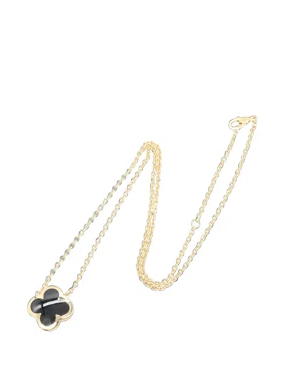 Pre-owned Van Cleef & Arpels 2010s Pure Alhambra Onyx Necklace In Gold