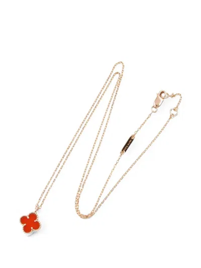 Pre-owned Van Cleef & Arpels 2010s Sweet Alhambra Carnelian Necklace In Pink