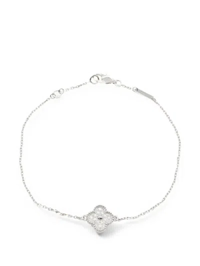 Pre-owned Van Cleef & Arpels 2010s Sweet Alhambra Diamond Bracelet Bracelet In Silver