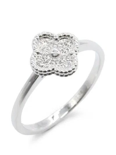 Pre-owned Van Cleef & Arpels 2010s Sweet Alhambra Diamond Ring In Silver