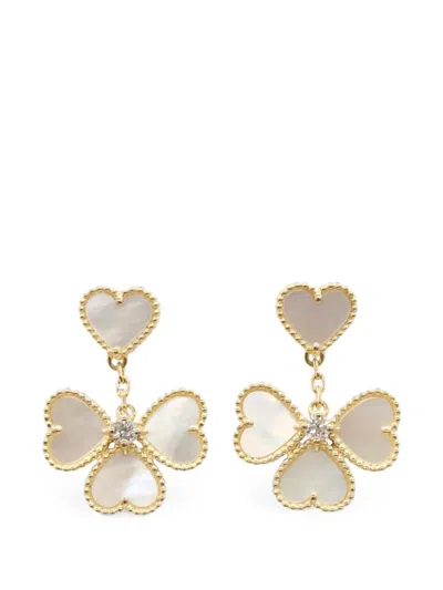 Pre-owned Van Cleef & Arpels 2010s Sweet Alhambra Effyage Mother Of Pearl Earrings In Gold