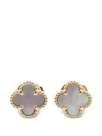 Pre-owned Van Cleef & Arpels 2010s Sweet Alhambra Mother-of-pearl Earrings In Gold
