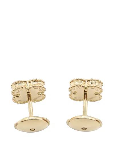 Pre-owned Van Cleef & Arpels 2010s Sweet Alhambra Onyx Earrings In Gold