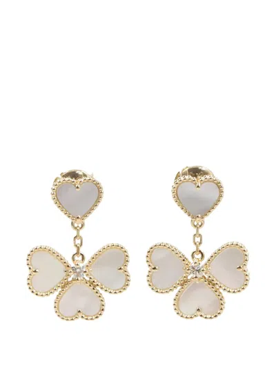 Pre-owned Van Cleef & Arpels 2010s Sweet Heart Mother Of Pearl Earrings In Gold
