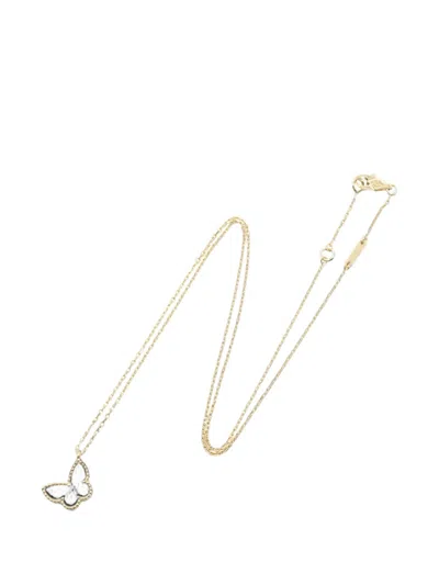 Pre-owned Van Cleef & Arpels 2010s Sweet Papillon Mother-of-pearl Necklace In Gold