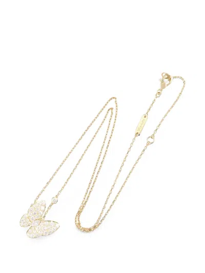 Pre-owned Van Cleef & Arpels 2010s Two Butterfly Diamond Necklace In Gold