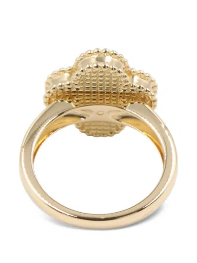 Pre-owned Van Cleef & Arpels 2010s Vintage Alhambra Carnelian And Diamond Ring In Gold