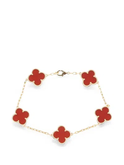 Pre-owned Van Cleef & Arpels 2010s Vintage Alhambra Carnelian Bracelet In Gold