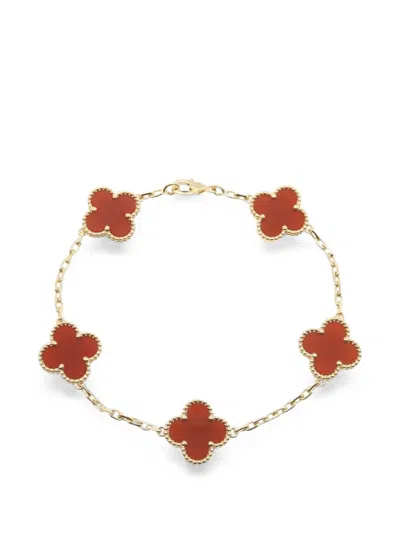Pre-owned Van Cleef & Arpels 2010s Vintage Alhambra Carnelian Bracelet In Gold