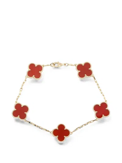 Pre-owned Van Cleef & Arpels 2010s Vintage Alhambra Carnelian Bracelet In Pink