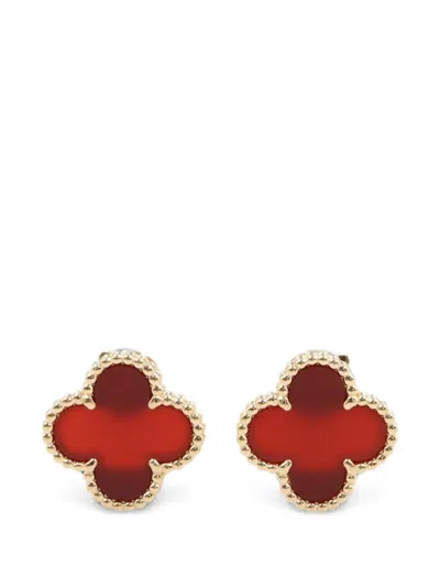 Pre-owned Van Cleef & Arpels 2010s Vintage Alhambra Carnelian Earrings In Gold