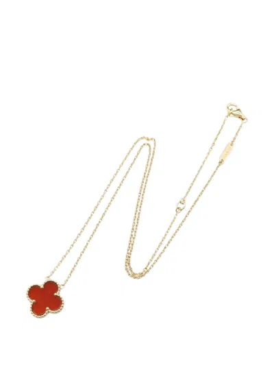 Pre-owned Van Cleef & Arpels 2010s Vintage Alhambra Carnelian Necklace In Gold
