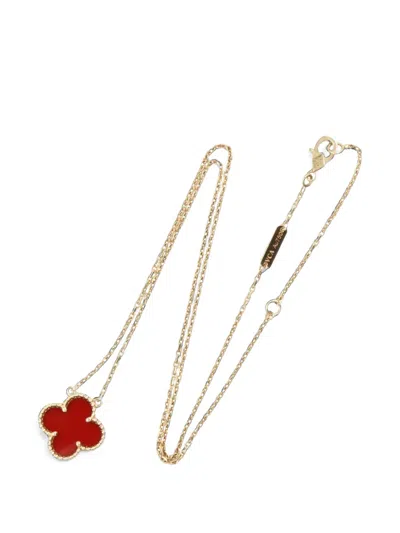 Pre-owned Van Cleef & Arpels 2010s Vintage Alhambra Carnelian Necklace In Gold