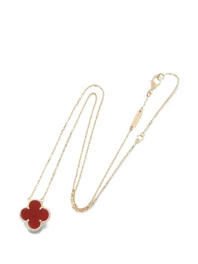 Pre-owned Van Cleef & Arpels 2010s Vintage Alhambra Carnelian Necklace In Gold