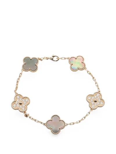 Pre-owned Van Cleef & Arpels 2010s Vintage Alhambra Diamond Bracelet In 粉色